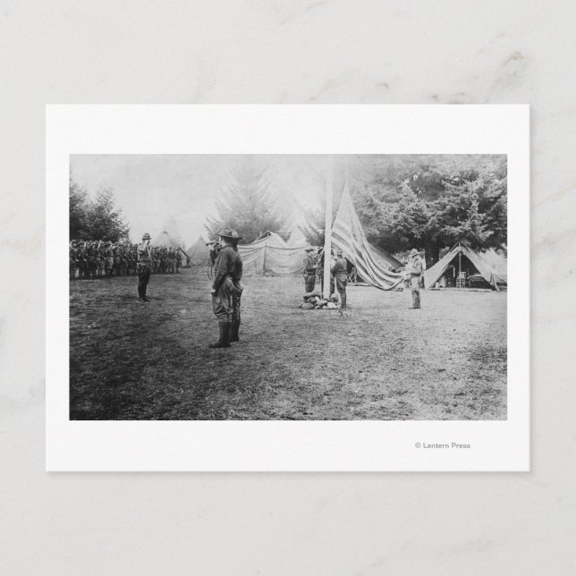 Camp Lewis, WA - Soldiers taking down American Postcard (Front)