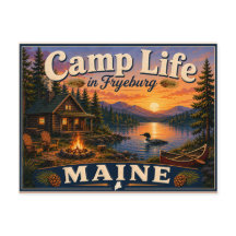 Camp Life in Fryeburg Maine Nostalgic Postcard