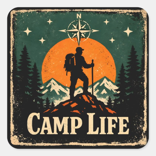 Camp Life – Outdoor Living Nature Pride Square Sticker (Front)