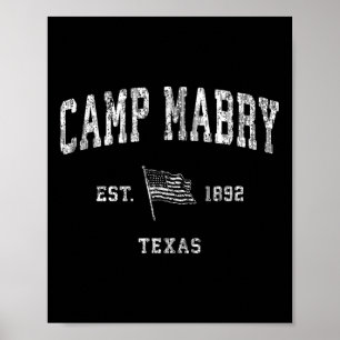 Camp Mabry Texas Tx Vintage Us Flag Sports Tee  Poster