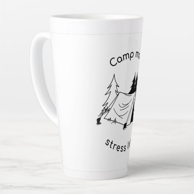 Camp more stress less  latte mug (Left Angle)