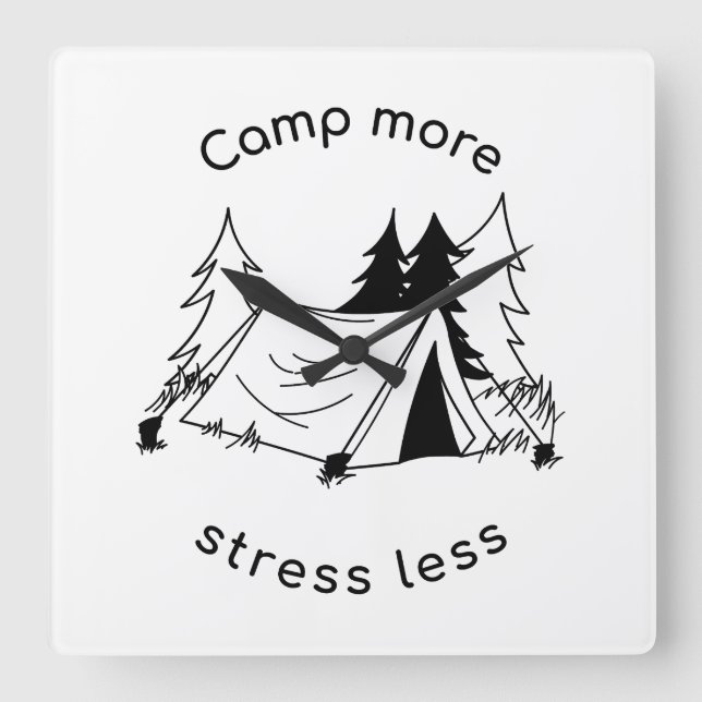 Camp more stress less Wall Clock (Front)