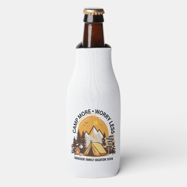 Camp More Worry Less Camp Bottle Cooler (Bottle Front)