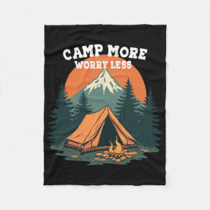 Camp More Worry Less Camping-themed Retro Design Fleece Blanket