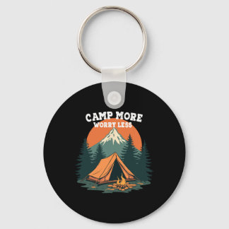 Camp More Worry Less Camping-themed Retro Design Key Ring
