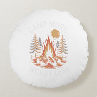 Camp More Worry Less Round Pillow