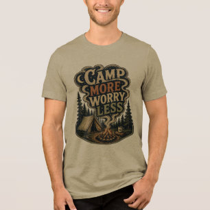 Camp More Worry Less Vintage Camping Design DESCR Tri-Blend Shirt