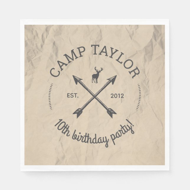 Camp Name Logo Birthday Party Napkin (Front)