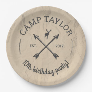 Camp Name Logo Birthday Party Paper Plate