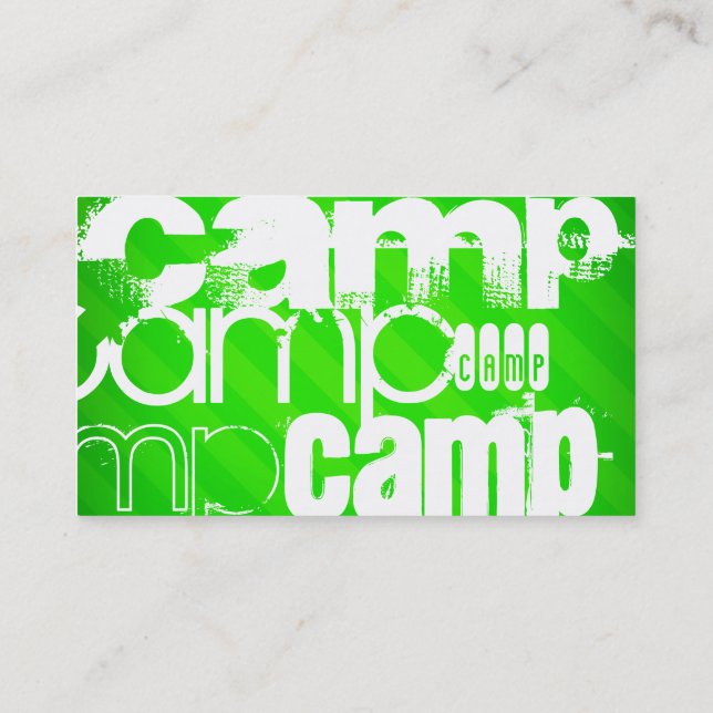 Camp; Neon Green Stripes Business Card (Back)