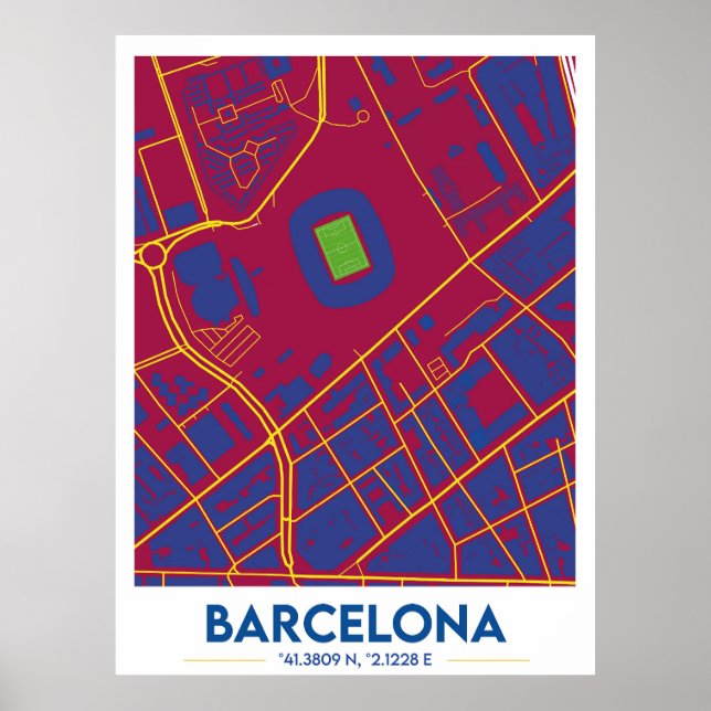 Camp Nou Map Design Poster (Front)