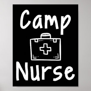Camp Nurse First Aid Kit Silhouette Art  Poster