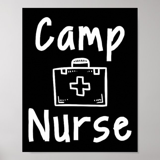 Camp Nurse First Aid Kit Silhouette Art  Poster (Front)
