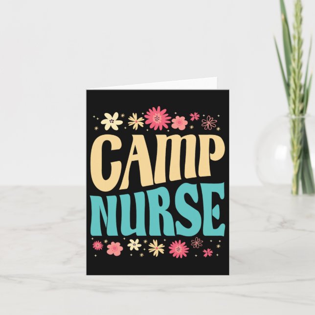 Camp Nurse Floral Outfit Summer Camping Registered Card (Front)