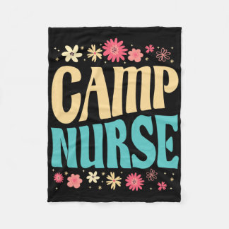 Camp Nurse Floral Outfit Summer Camping Registered Fleece Blanket