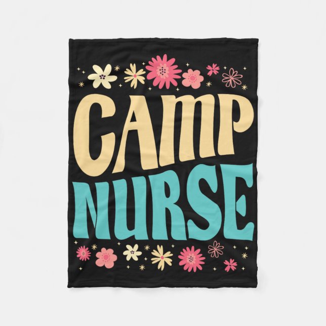 Camp Nurse Floral Outfit Summer Camping Registered Fleece Blanket (Front)