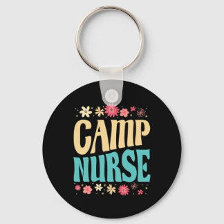 Camp Nurse Floral Outfit Summer Camping Registered Key Ring