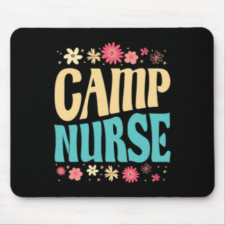 Camp Nurse Floral Outfit Summer Camping Registered Mouse Mat