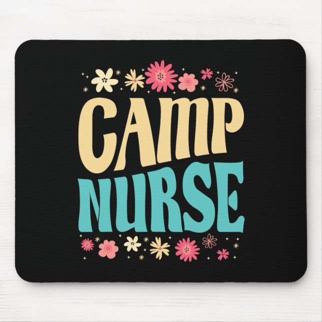 Camp Nurse Floral Outfit Summer Camping Registered Mouse Mat (Front)