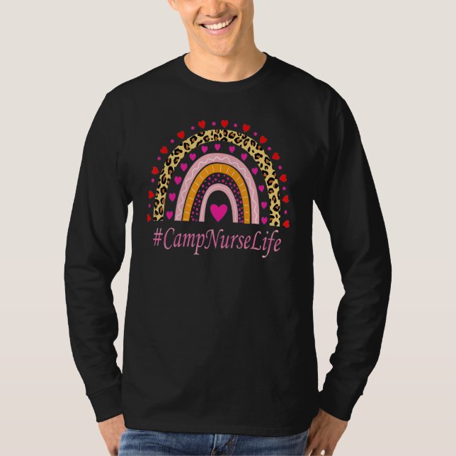 Camp Nurse Leopard Rainbow Nurse's Week T-Shirt (Front)