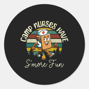 Camp Nurse Retro Camper Nature Camping Trip S'more Classic Round Sticker