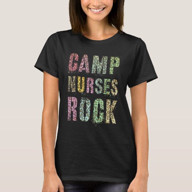 Camp Nurses Do Rock Leopard Print Camping Squad Me T-Shirt (Front)