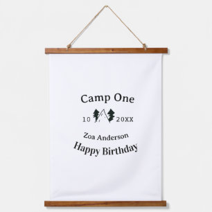 Camp one happy birthday name date campingadventure hanging tapestry