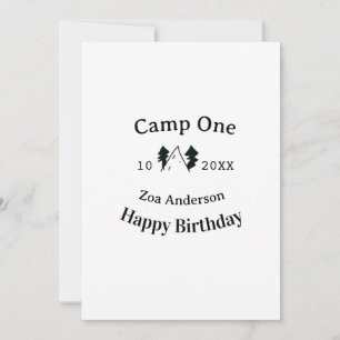 Camp one happy birthday name date campingadventure invitation