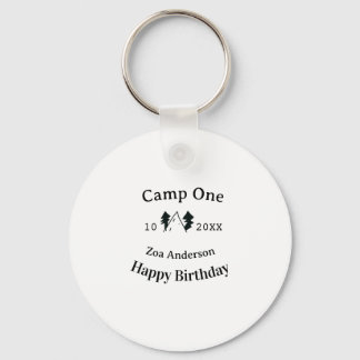 Camp one happy birthday name date campingadventure key ring