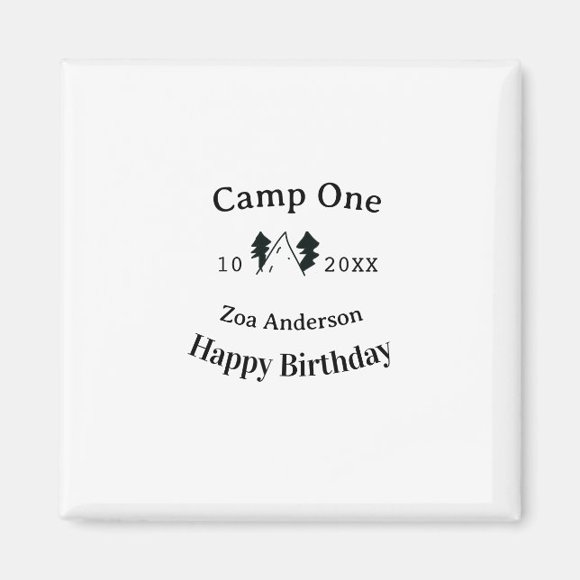 Camp one happy birthday name date campingadventure magnet (Front)
