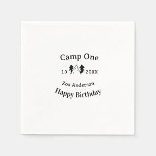 Camp one happy birthday name date campingadventure napkin