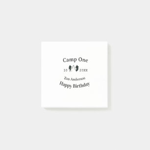 Camp one happy birthday name date campingadventure post-it notes