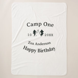 Camp one happy birthday name date campingadventure sherpa blanket