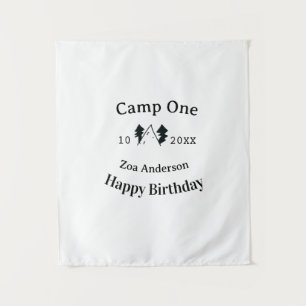 Camp one happy birthday name date campingadventure tapestry