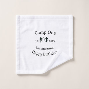 Camp one happy birthday name date campingadventure wash cloth