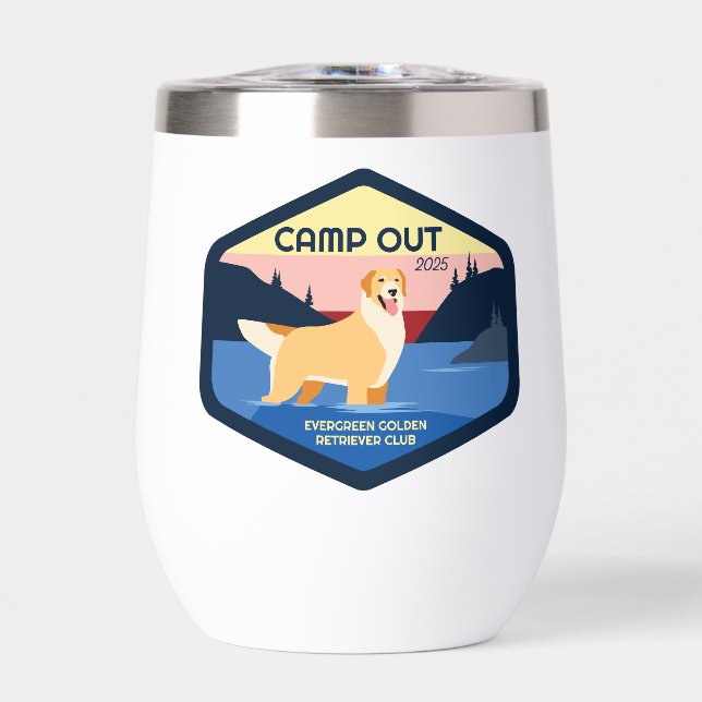 Camp Out 2025 Golden Wine Tumbler (Front)