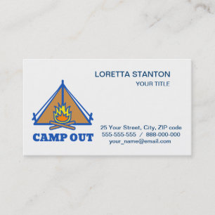 Camp out business card