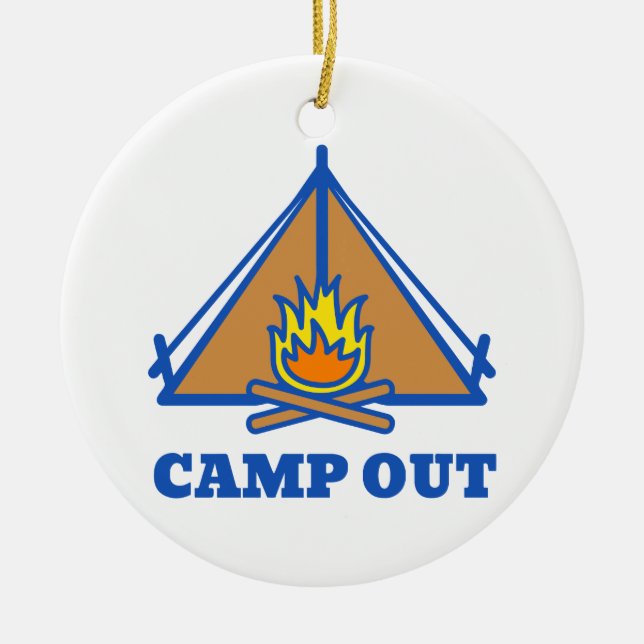 Camp out ceramic tree decoration (Front)