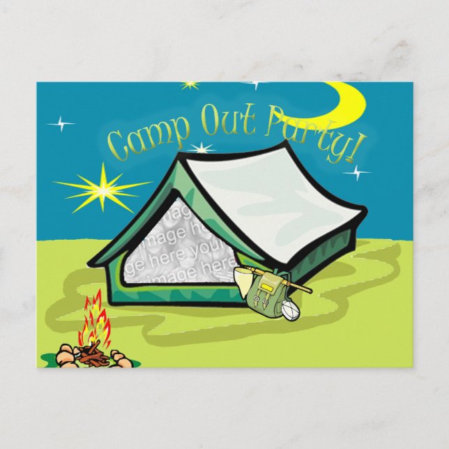 Camp Out Photo Party Card (Front)