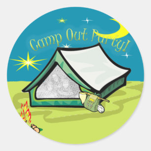 Camp Out Photo Party Card Classic Round Sticker