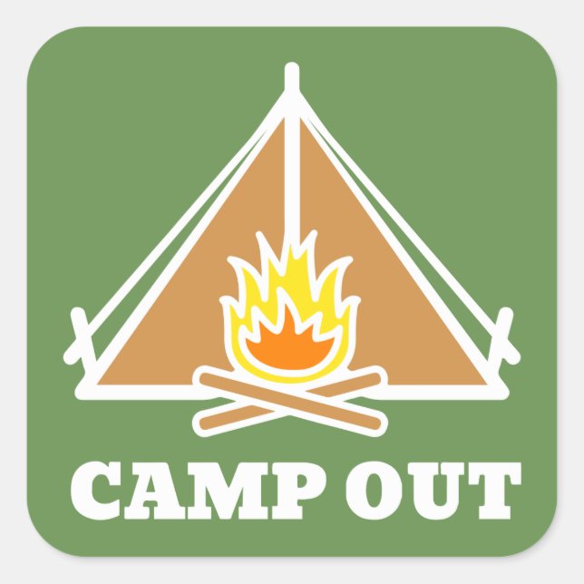 Camp out square sticker (Front)
