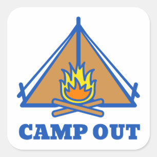 Camp out square sticker