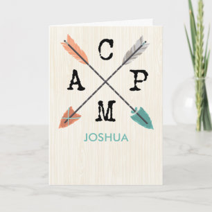Camp Personalise Name Arrows on Wood Pattern Card