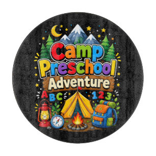 Camp Preschool Adventure Back to School First Day Cutting Board