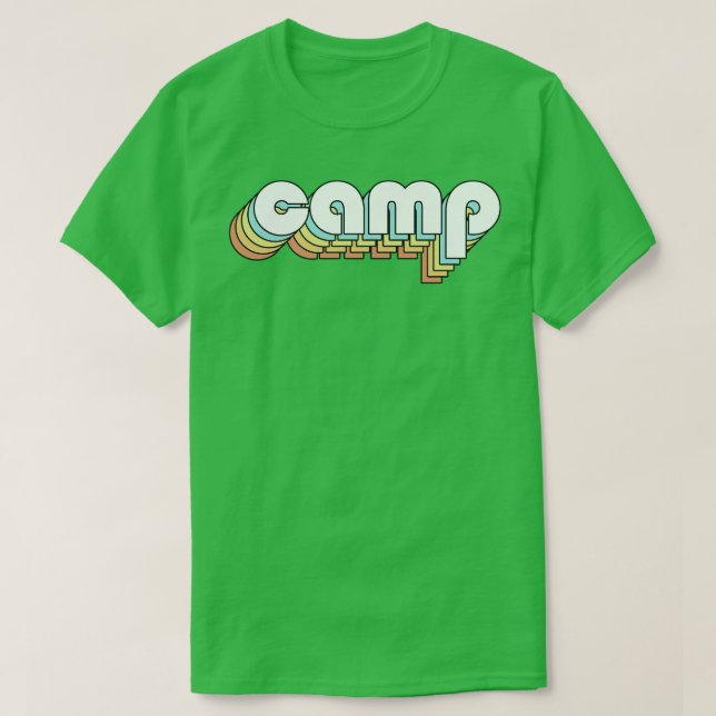 Camp Retro Rainbow Typography Faded Style T-Shirt (Design Front)