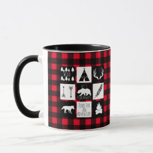 Camp Rustic Woodland Animals Buffalo Check Plaid Mug