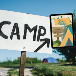 Camp & Sign Birthday Invitation