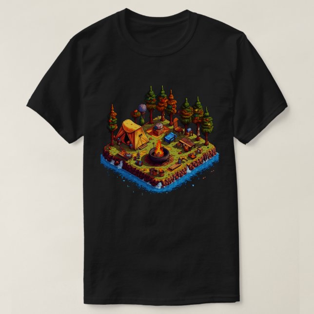 Camp Site Pixel Art Style T-Shirt (Design Front)