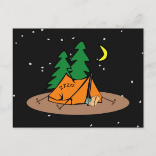 Camp Snore ~ Black & Starlike Background Postcard