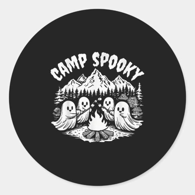 Camp Spooky Summerween Summer Halloween Cute Ghost Classic Round Sticker (Front)